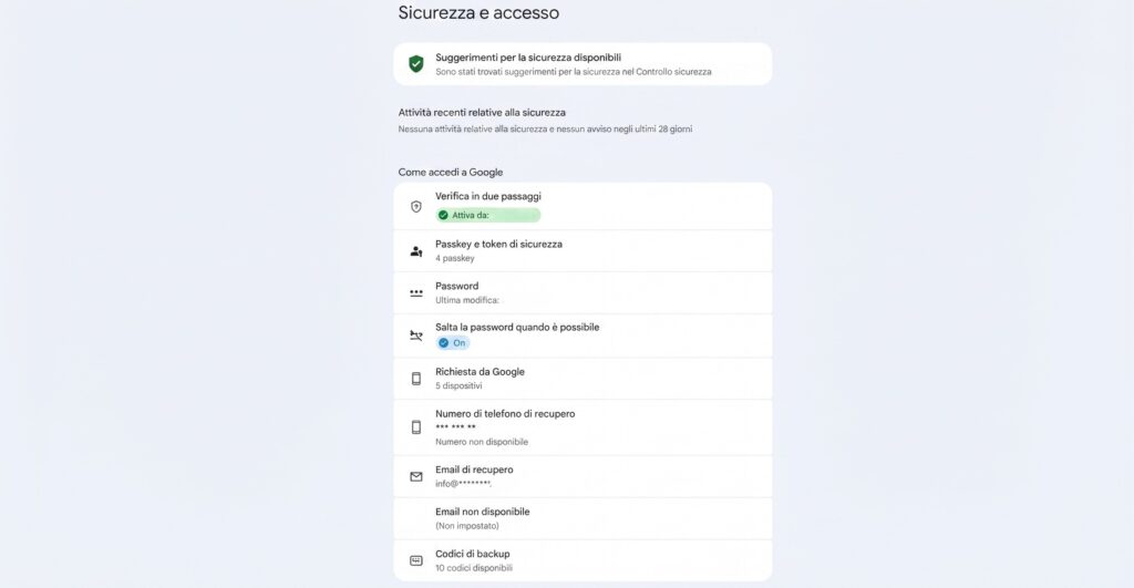 Autenticazione a due fattori Google